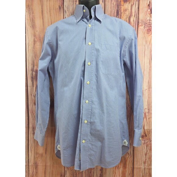 Peter Millar Other - Peter Millar Mens Medium Blue Gingham Button-Up Shirt